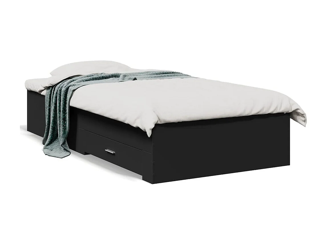 Bedframe met lades bewerkt hout zwart 90x190 cm