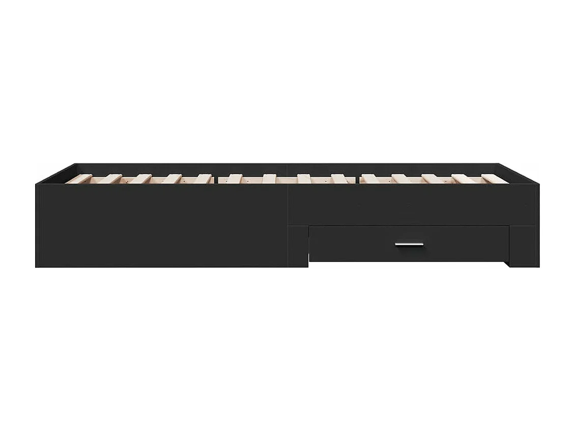 Bedframe met lades bewerkt hout zwart 90x190 cm