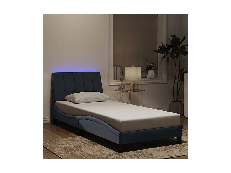 Bedframe met LED zonder matras "Hanko"  fluweel donkergrijs 90x190 cm