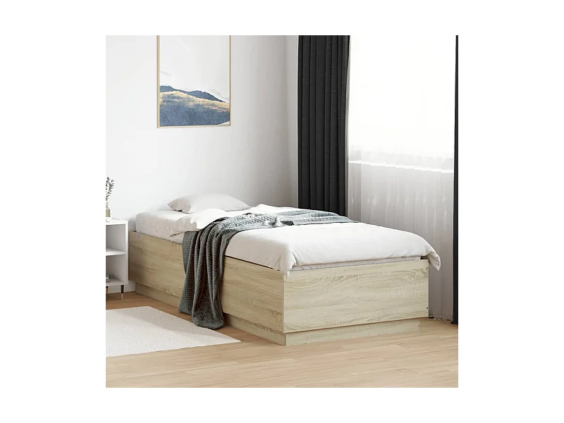 Bettgestell mit LED Sonoma-Eiche 90x200 cm Holzwerkstoff