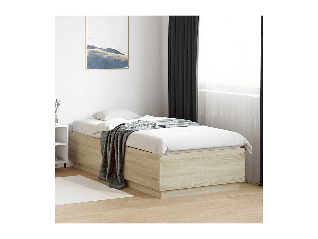 Cadre de lit avec LED sans matelas chêne sonoma 90x200 cm