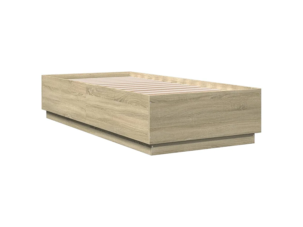 Cadre de lit avec LED sans matelas chêne sonoma 90x200 cm