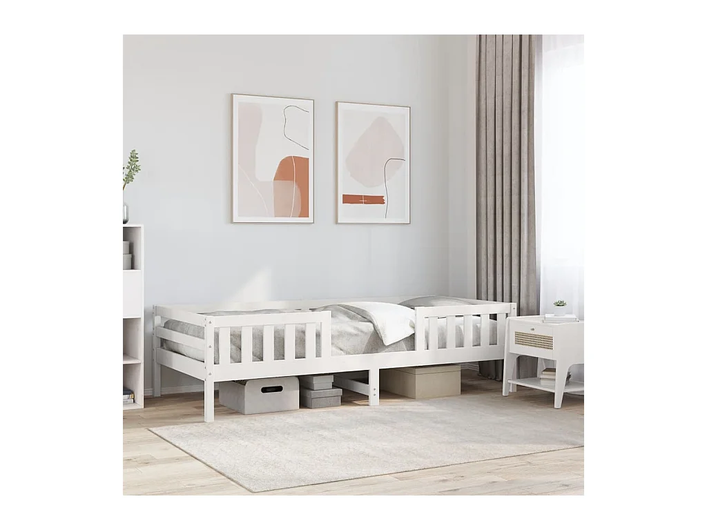 Cadre de lit sans matelas blanc 100x200 cm bois de pin massif