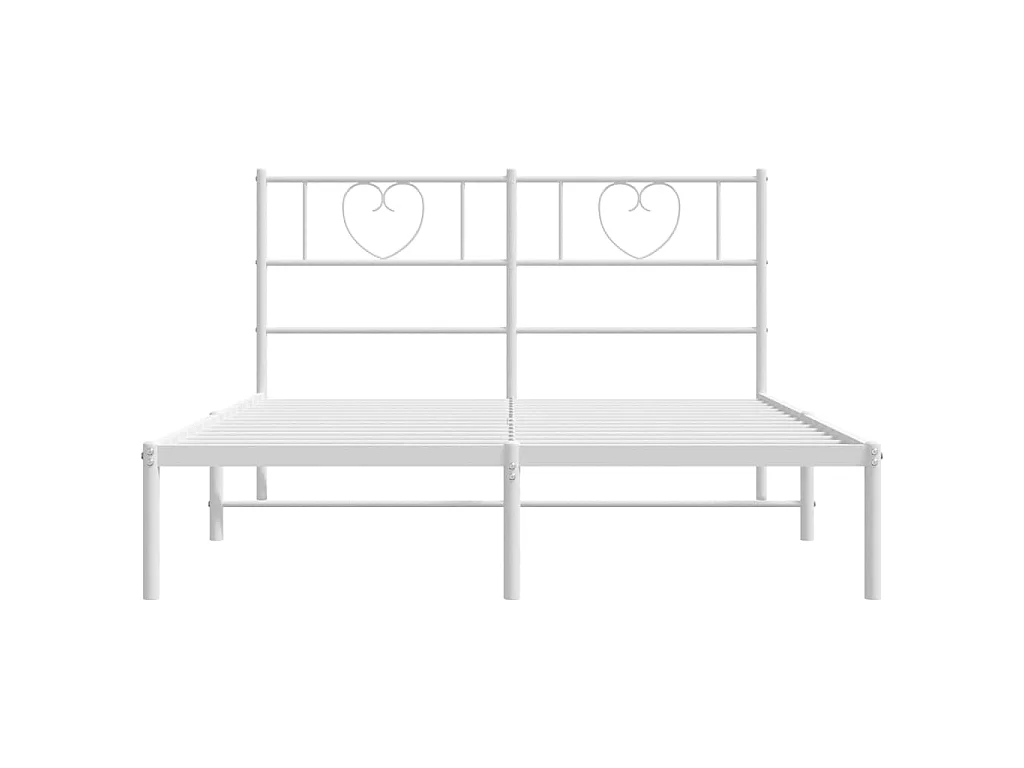 Cadre de lit métal sans matelas et tête de lit blanc 160x200 cm