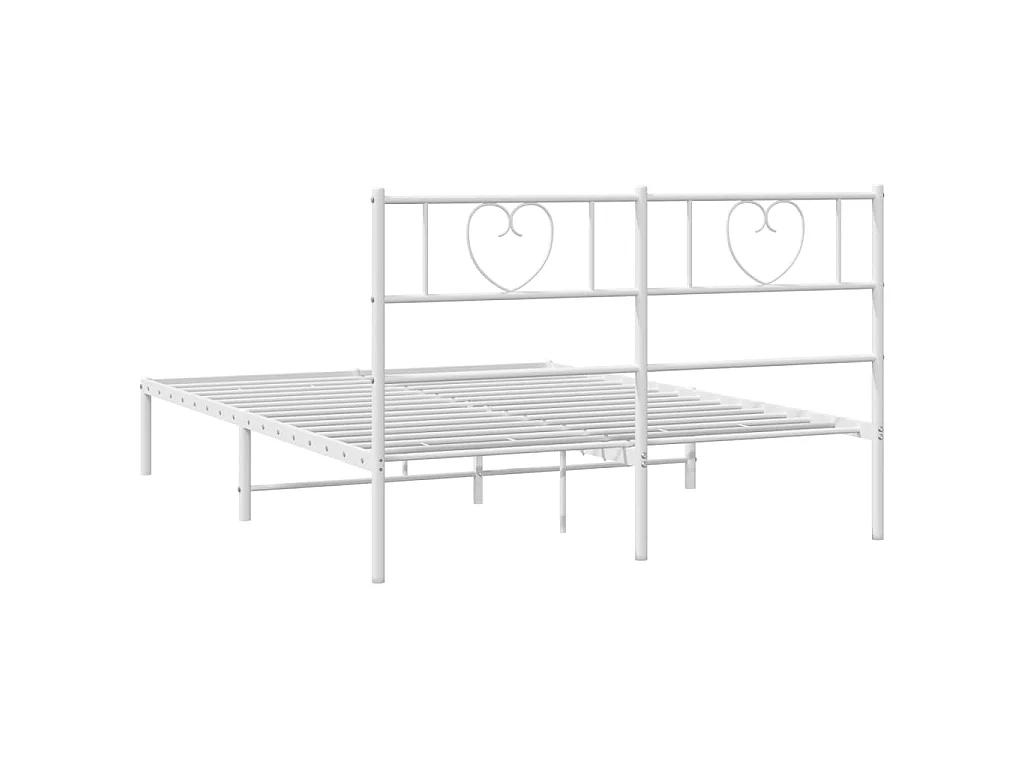 Cadre de lit métal sans matelas et tête de lit blanc 160x200 cm