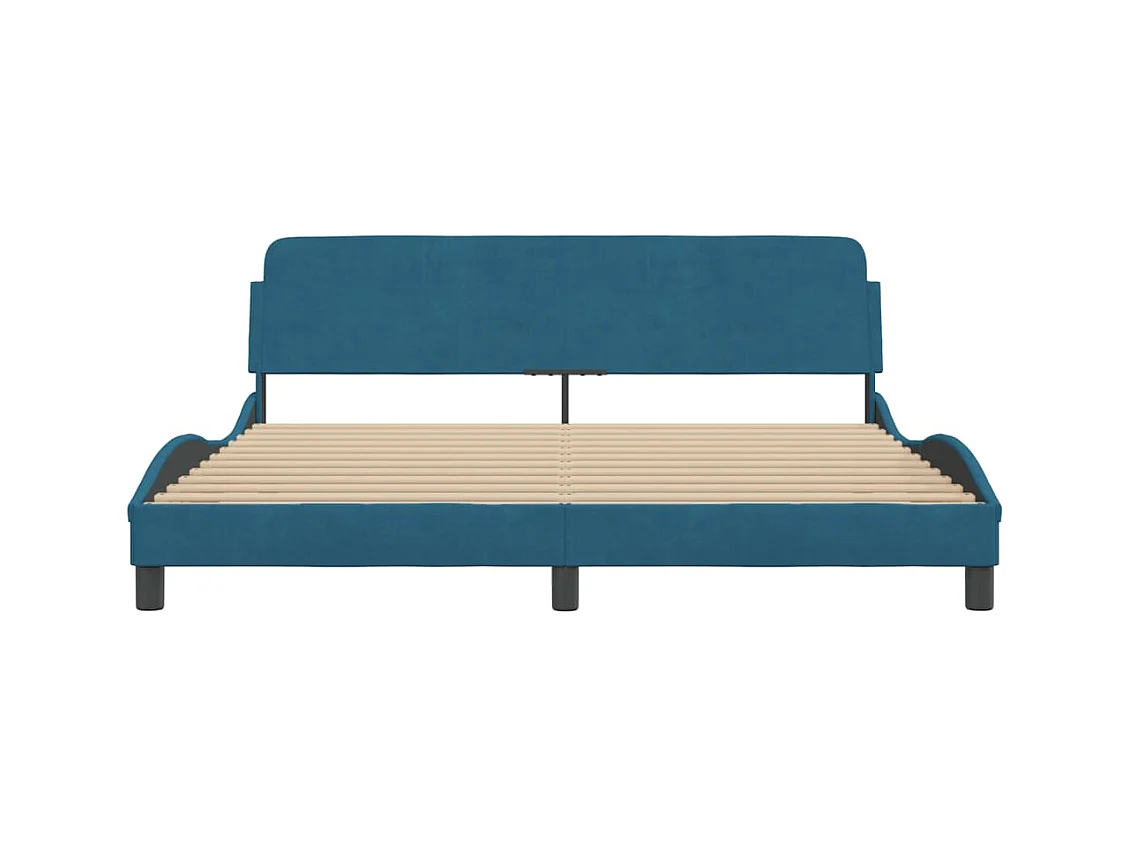 Cadre de lit avec tête de lit Dover bleu 180x200cm velours