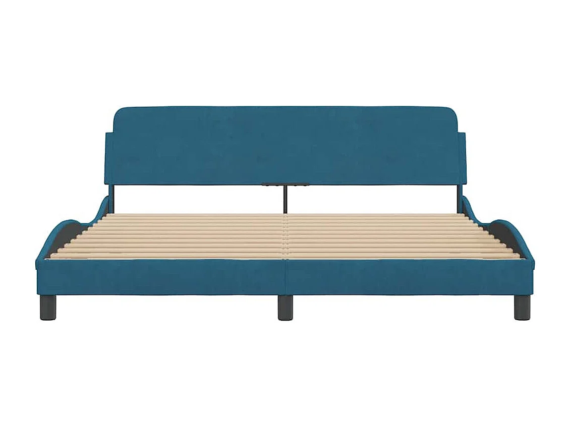 Cadre de lit avec tête de lit Dover bleu 180x200cm velours