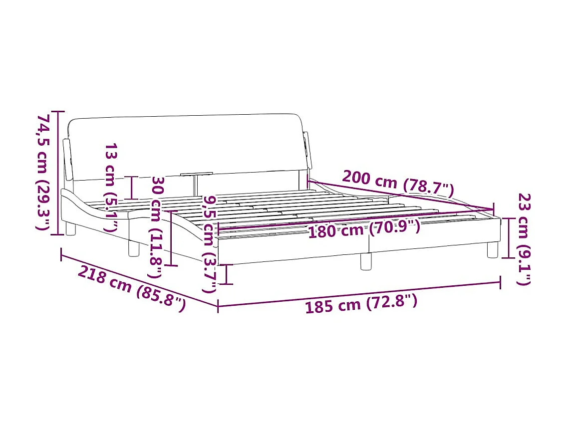 Bedframe met hoofdeinde "Dover" fluweel blauw 180x200 cm