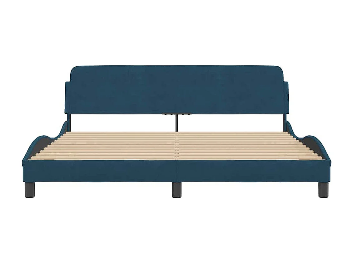 Cadre de lit avec tête de lit Dover bleu 180x200cm velours