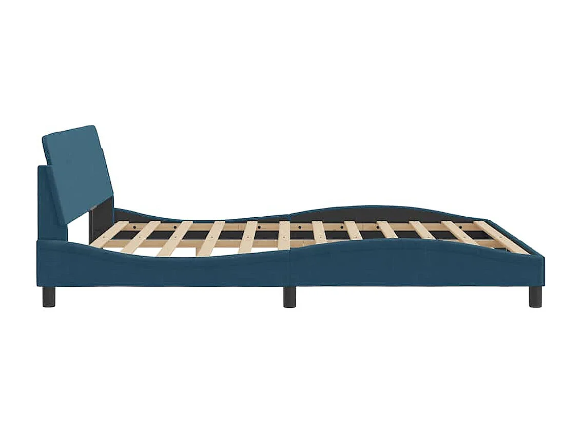 Cadre de lit avec tête de lit Dover bleu 180x200cm velours