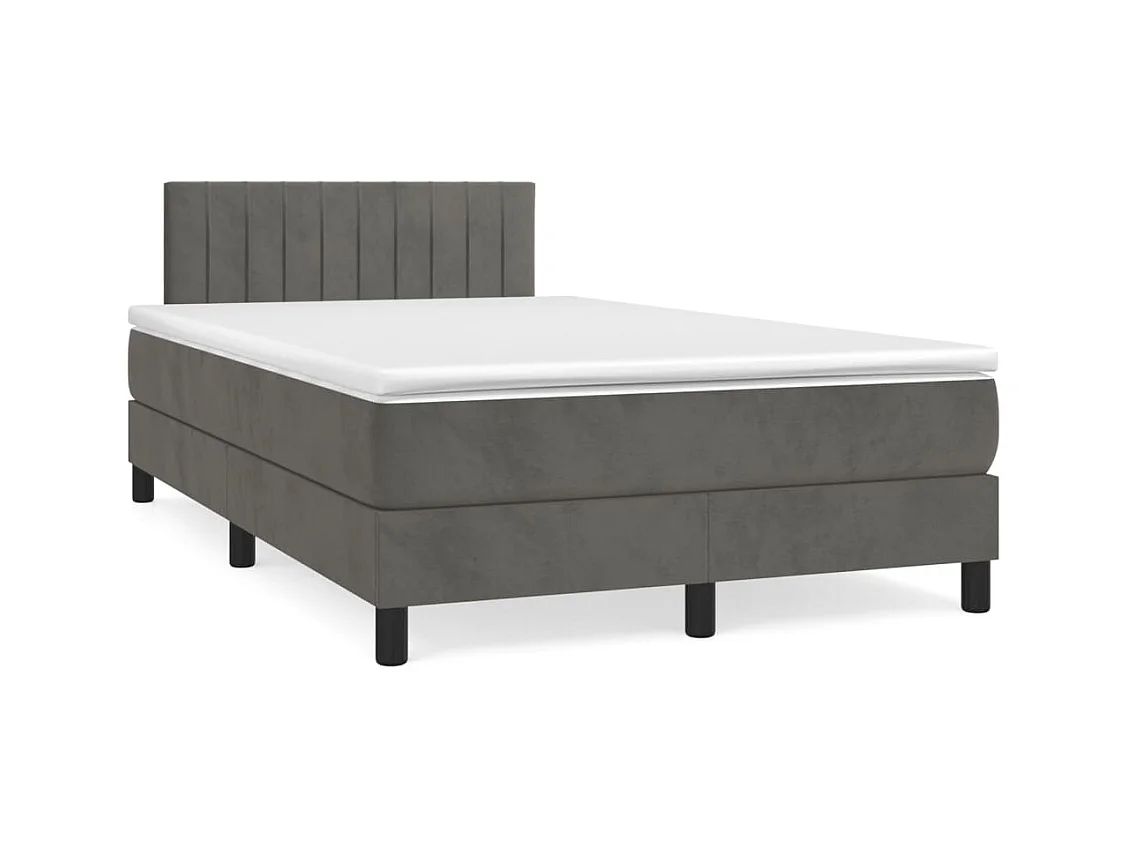 Sommier à lattes de lit et matelas gris foncé 120x190cm velours