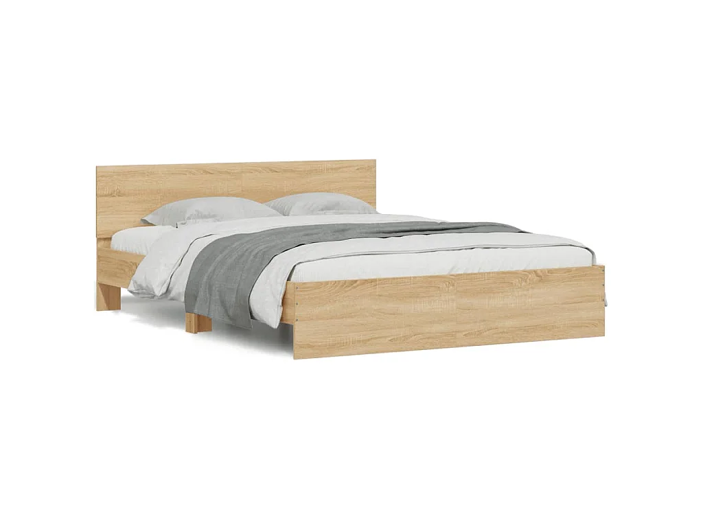 Bettgestell mit Kopfteil LED-Beleuchtung Sonoma-Eiche 150x200cm