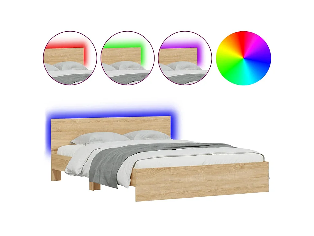 Cadre de lit avec LED sans matelas chêne sonoma 150x200 cm
