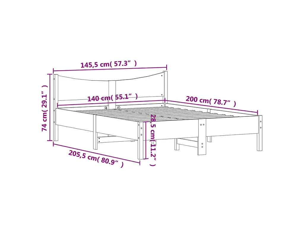 Massivholzbett ohne Matratze Weiß 140x200 cm Kiefernholz