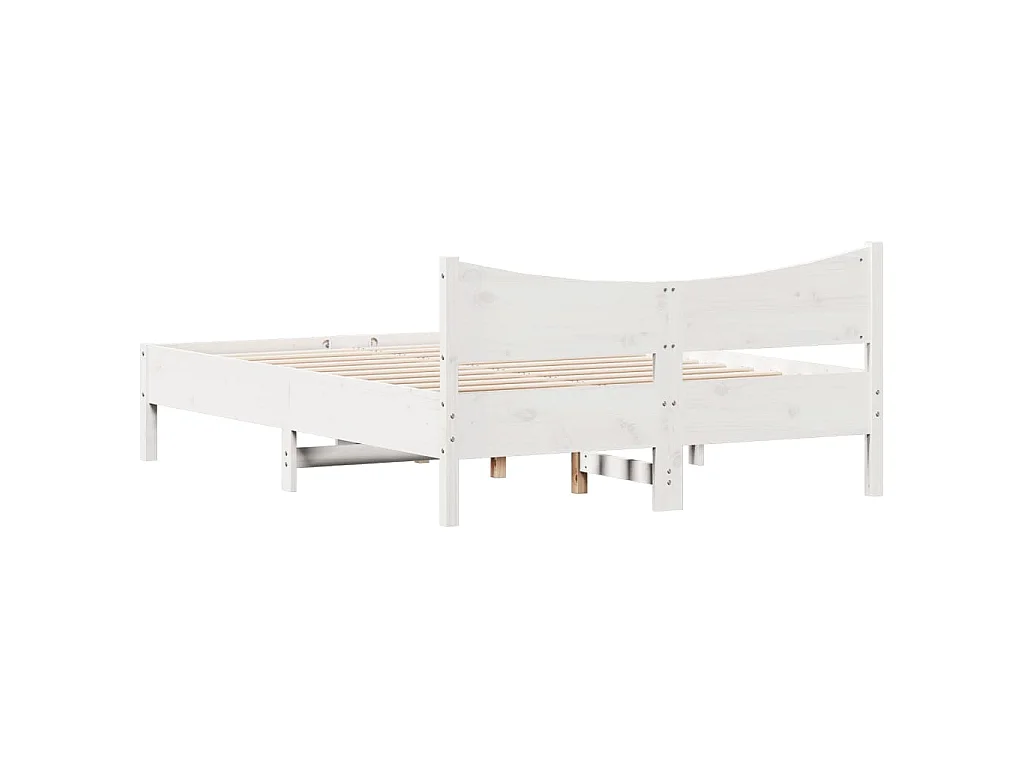 Bedframe zonder matras massief grenenhout wit 140x200 cm