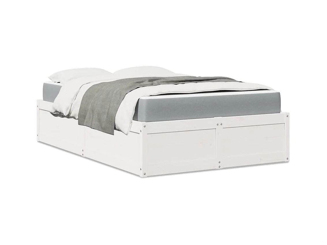 Lit avec matelas blanc 140x190 cm bois massif de pin