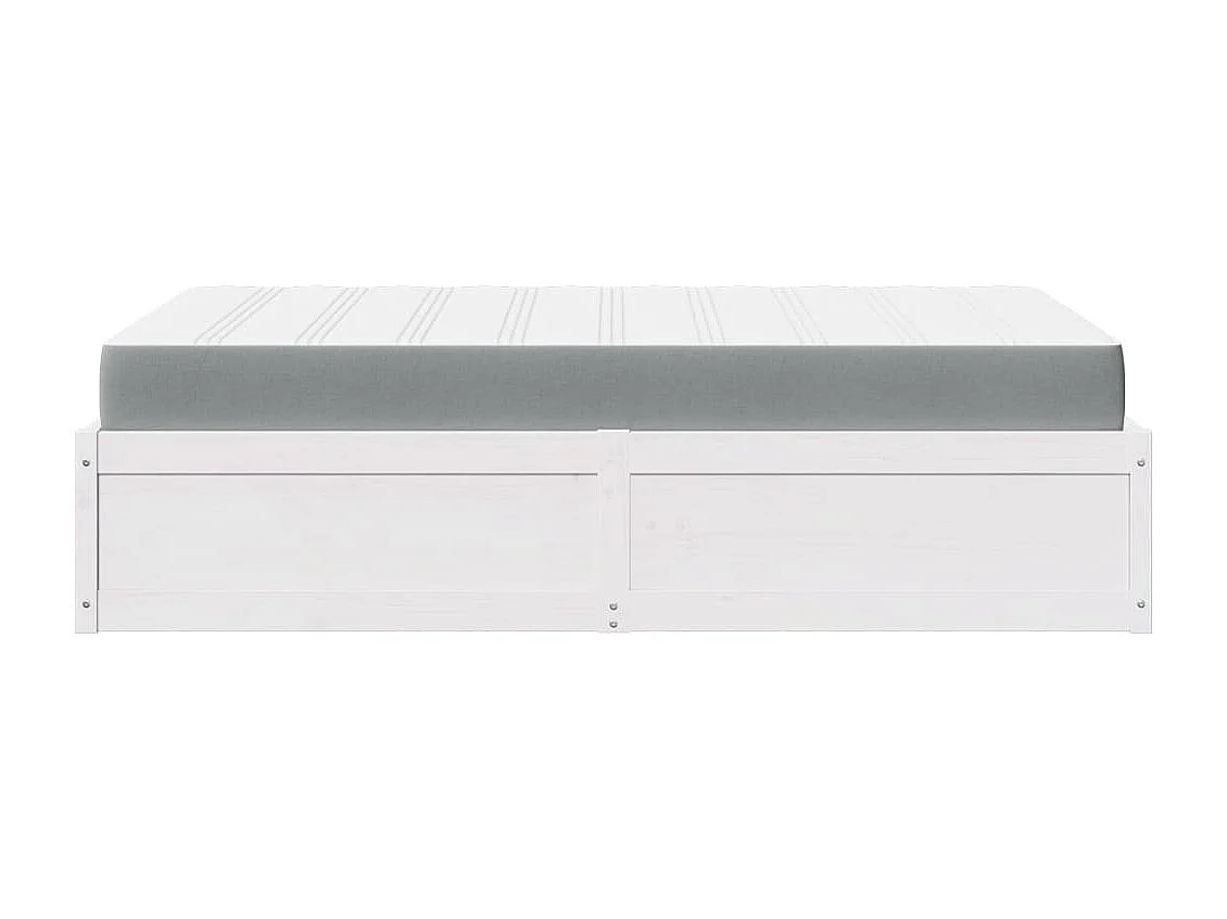 Lit avec matelas blanc 140x190 cm bois massif de pin