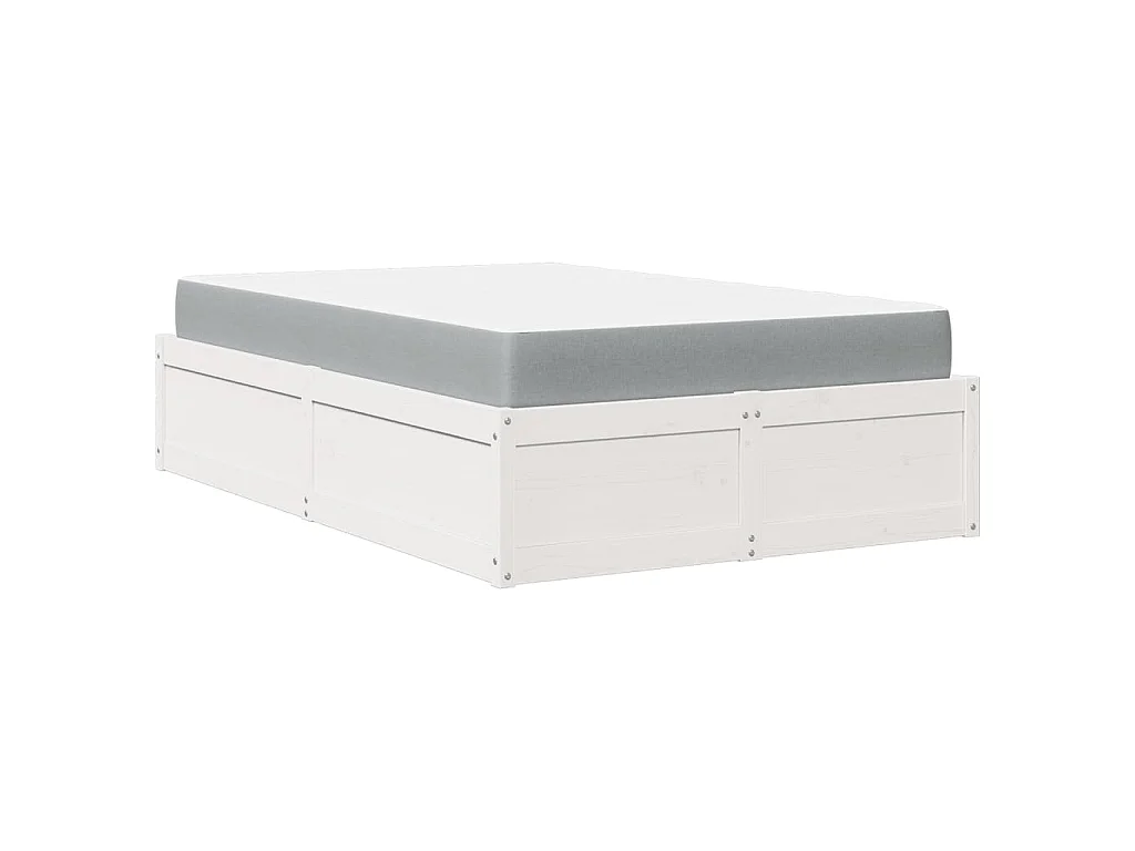 Lit avec matelas blanc 140x190 cm bois massif de pin