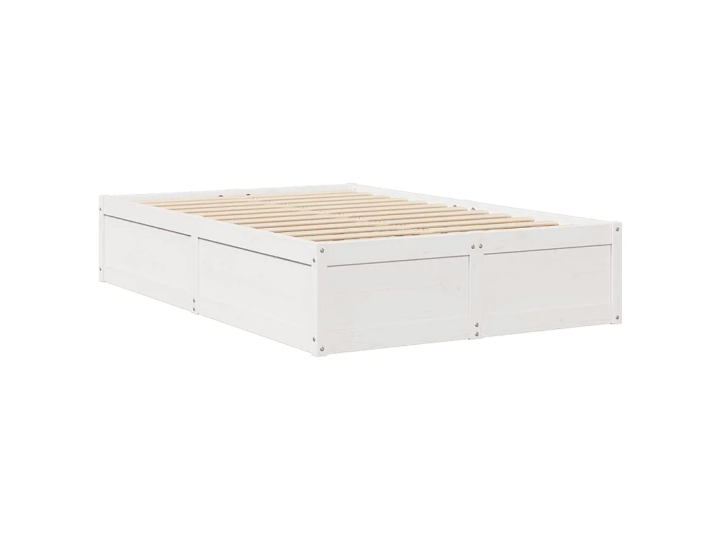 Lit avec matelas blanc 140x190 cm bois massif de pin