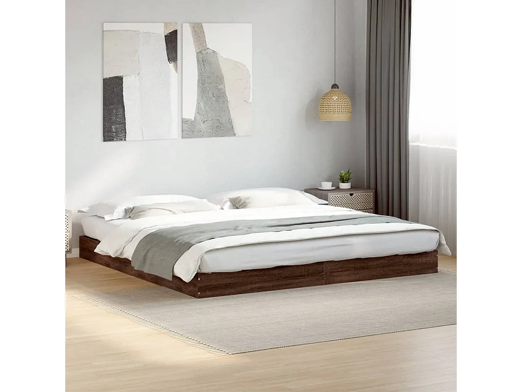 Cadre de lit sans matelas chêne marron 200x200 cm