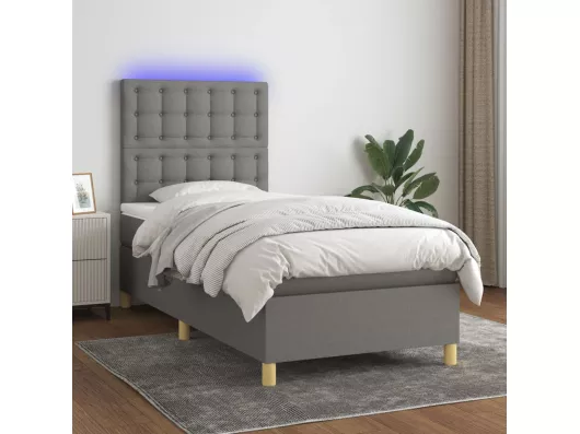 Kauf Unique Boxspringbett mit Matratze & LED Dunkelgrau 90x190 cm Stoff