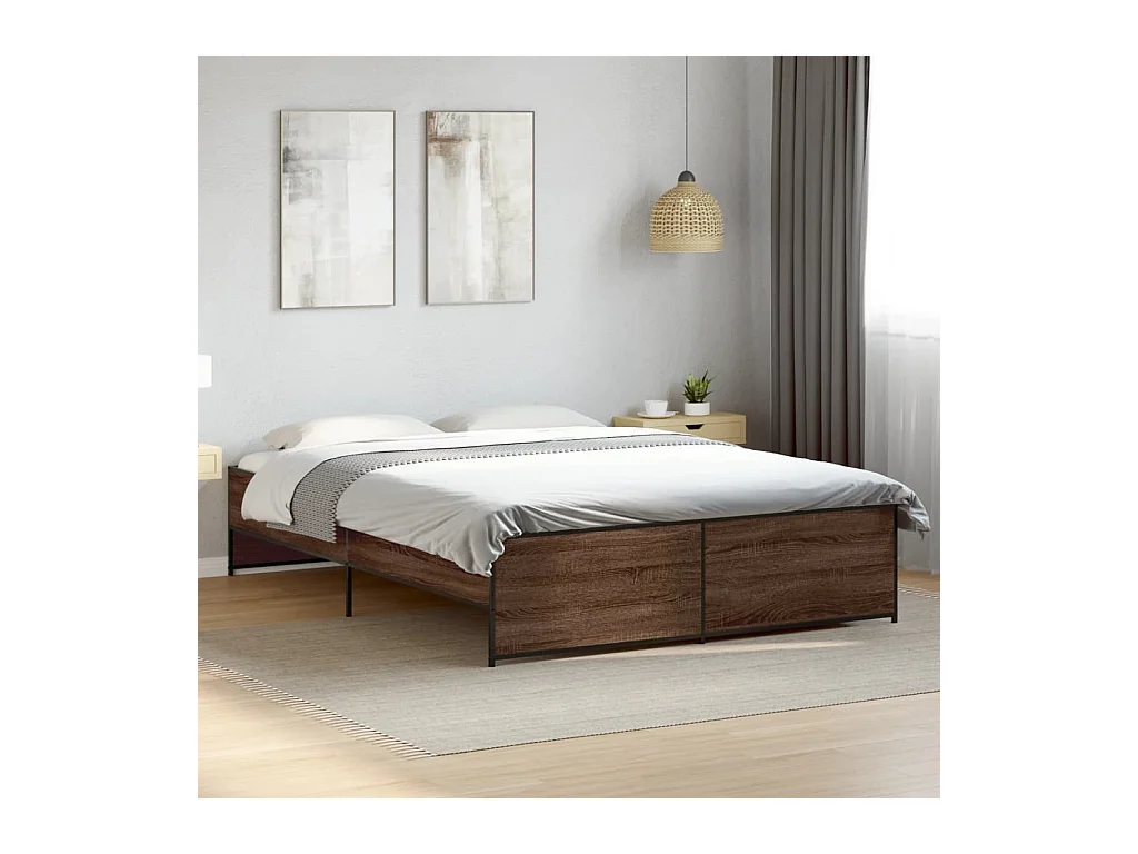 Cadre de lit sans matelas chêne marron 150x200 cm