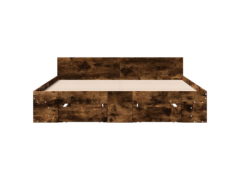 Bedframe met lades bewerkt hout gerookt eikenkleurig 140x200 cm