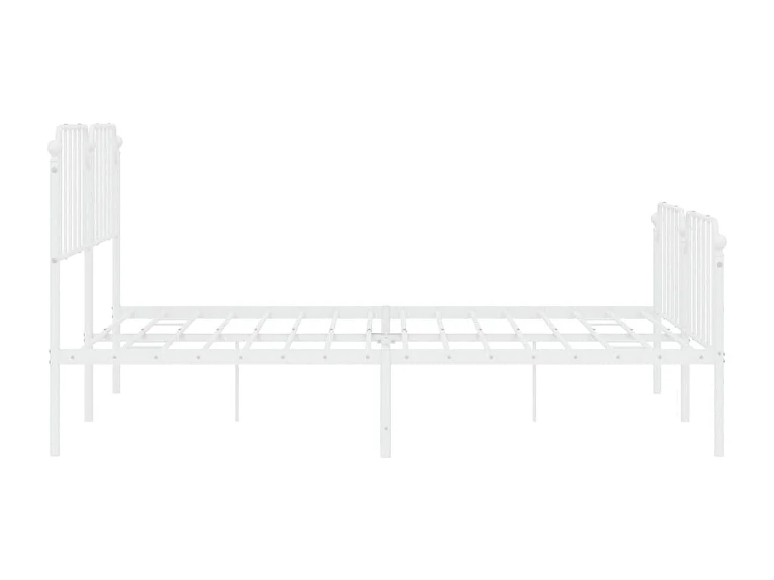 Cadre de lit métal sans matelas et pied de lit blanc 180x200 cm