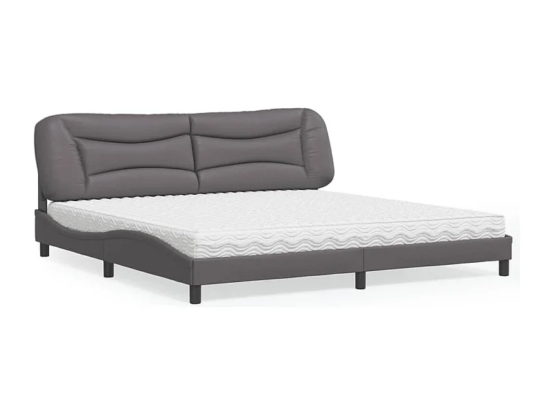 Lit avec matelas Hvar gris 200x200 cm similicuir