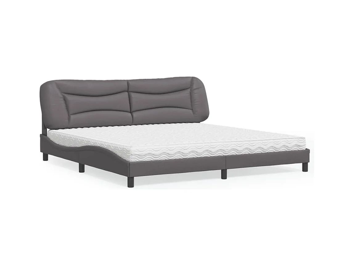 Lit avec matelas gris 200x200 cm similicuir