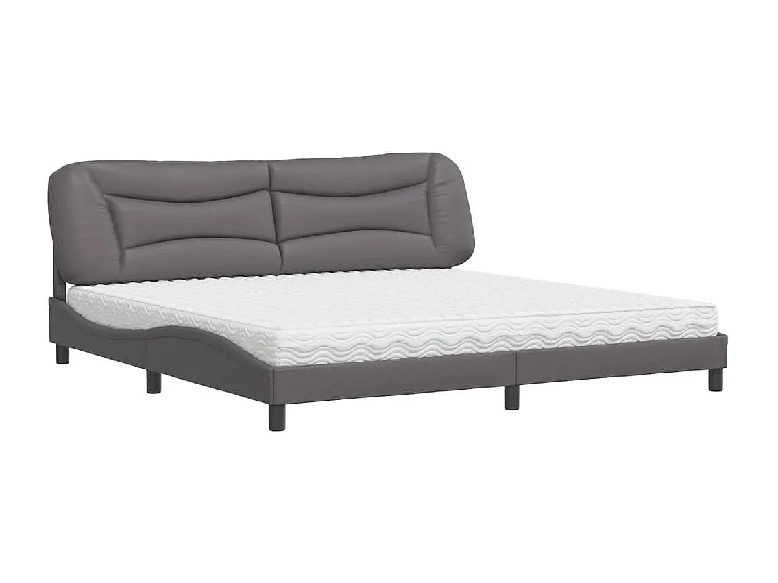 Letto con Materasso Hvar Grigio 200x200 cm in Similpelle