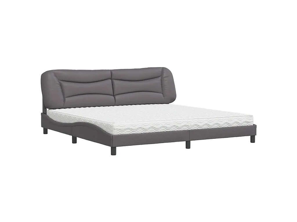 Letto con Materasso Hvar Grigio 200x200 cm in Similpelle
