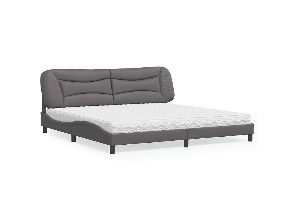 Letto con Materasso Hvar Grigio 200x200 cm in Similpelle