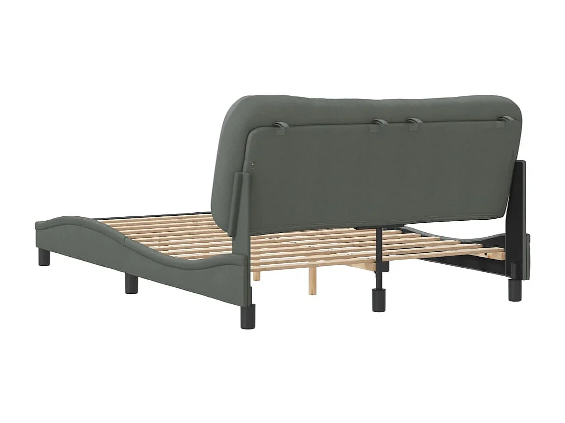 Cadre de lit sans matelas Hvar gris foncé 120x200 cm tissu