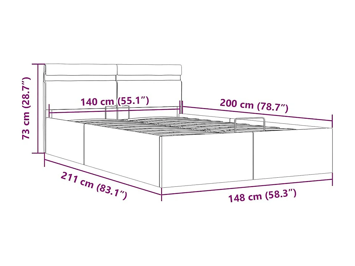 Giroletto con Contenitore e LED Grigio Scuro Tessuto 140x200 cm