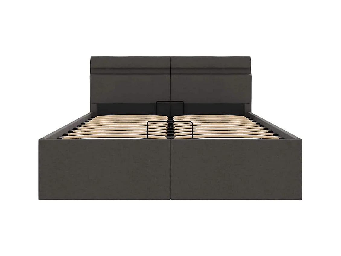 Bedframe met opbergruimte en LED stof donkergrijs 140x200 cm