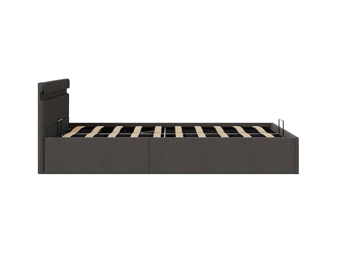 Bedframe met opbergruimte en LED stof donkergrijs 140x200 cm
