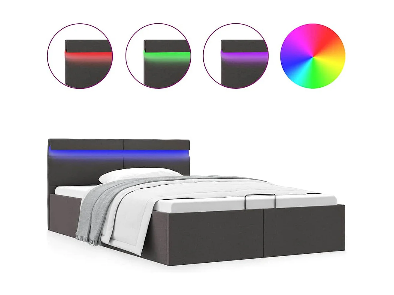 Cadre de lit à rangement hydraulique sans matelas 140x200 cm