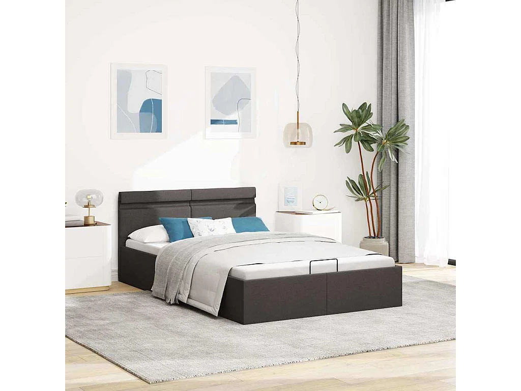 Cadre de lit à rangement hydraulique sans matelas 140x200 cm