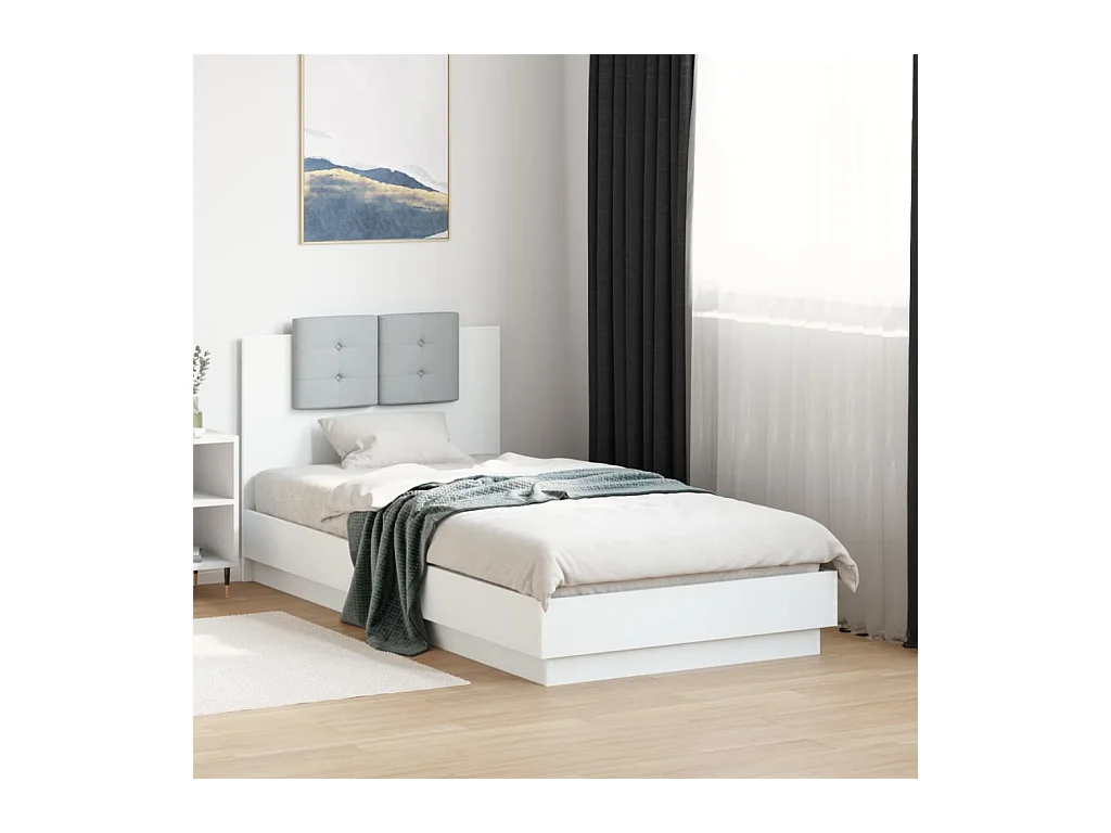 Cadre de lit avec LED sans matelas blanc 90x190 cm