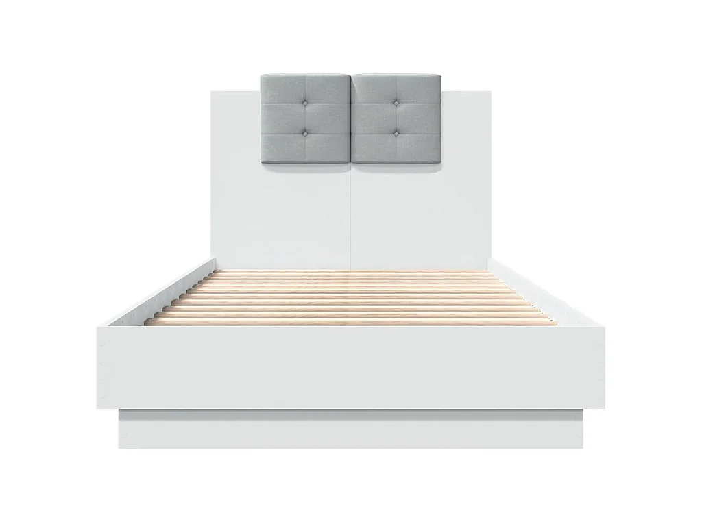 Bettgestell mit Kopfteil und LED-Leuchten Weiß 90x190 cm