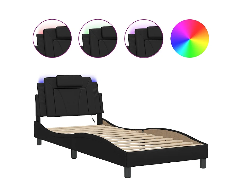 Estrutura de cama Viana com LED sem colchão 90x200 cm preto