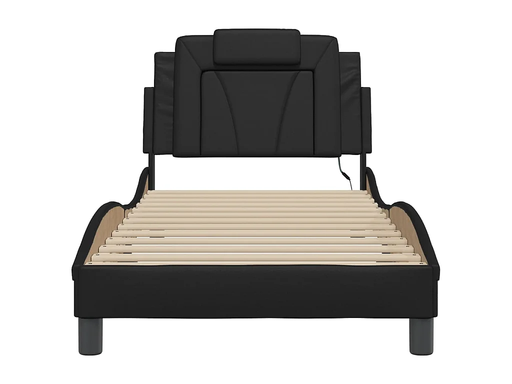 Estrutura de cama Viana com LED sem colchão 90x200 cm preto