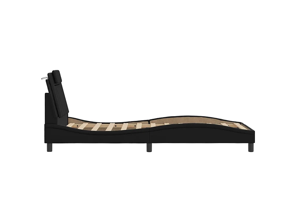 Estrutura de cama Viana com LED sem colchão 90x200 cm preto