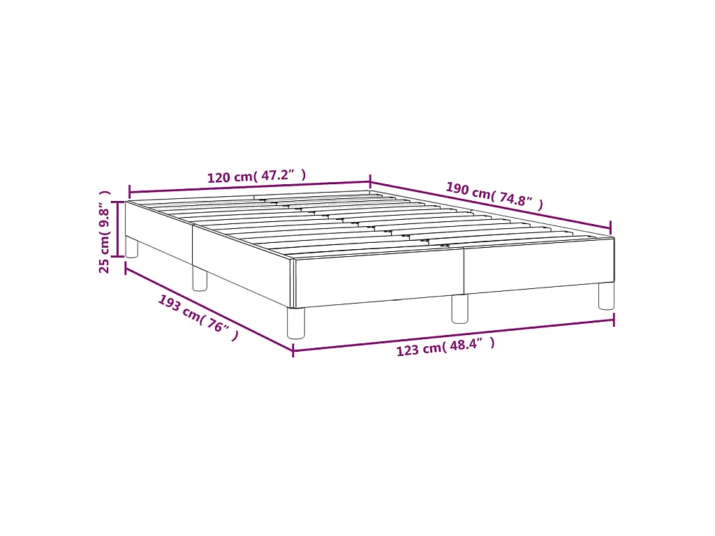 Cadre de lit sans matelas gris clair 120x190 cm tissu