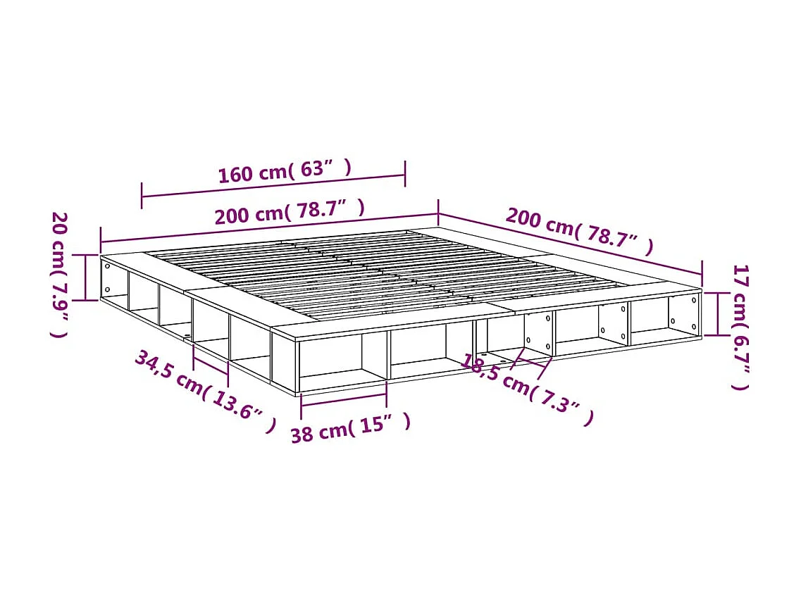 Cadre de lit sans matelas blanc 200x200 cm