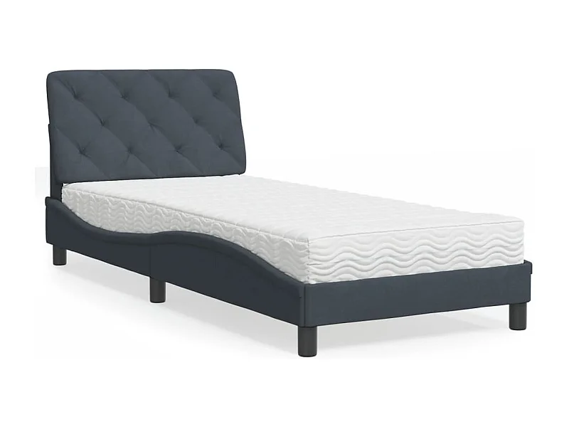 Letto con Materasso Grigio Scuro 90x190 cm in Velluto