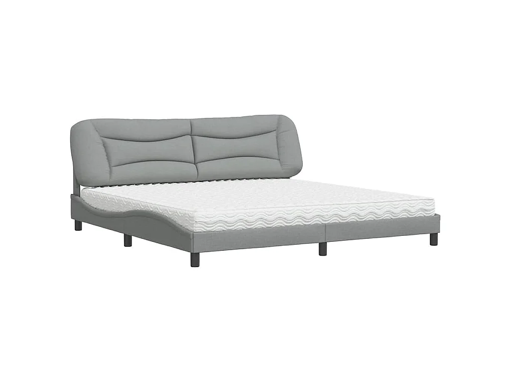 Bed met matras "Hvar" stof lichtgrijs 200x200 cm