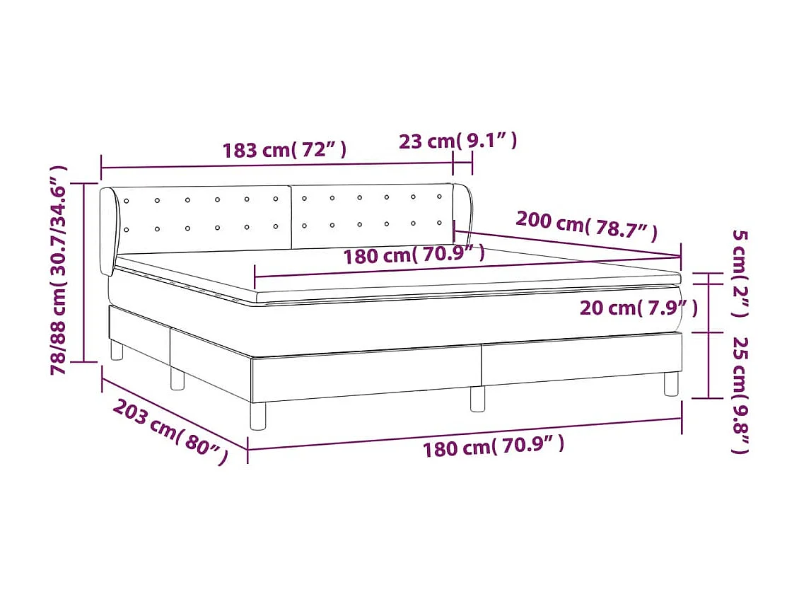 Sommier à lattes de lit avec matelas Crème 180x200 cm Tissu