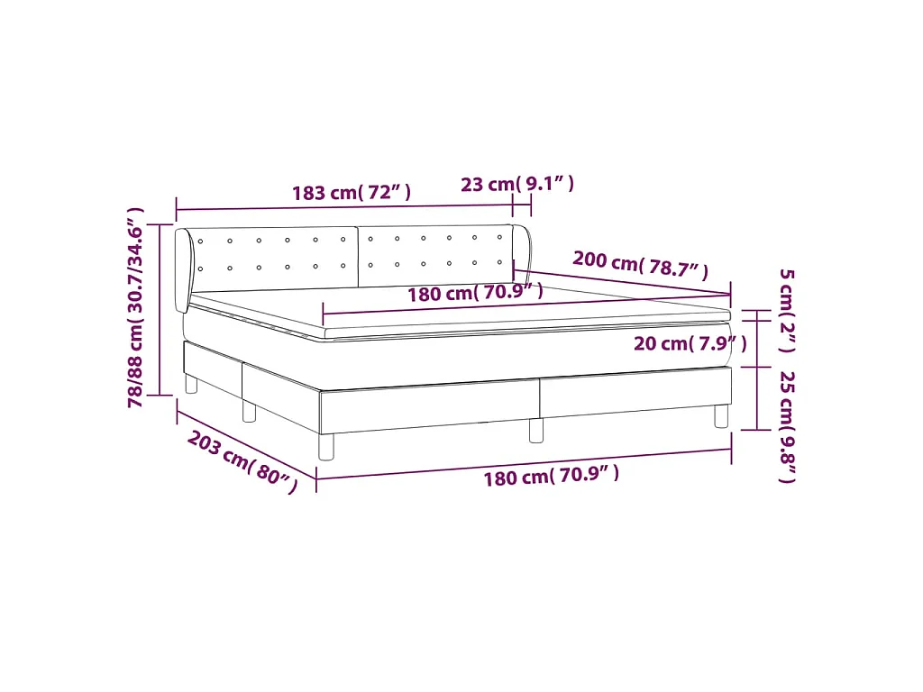 Boxspring met matras stof crèmekleurig 180x200 cm